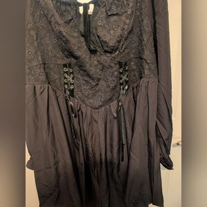 Renaissance Type Black Lace-Up Dress